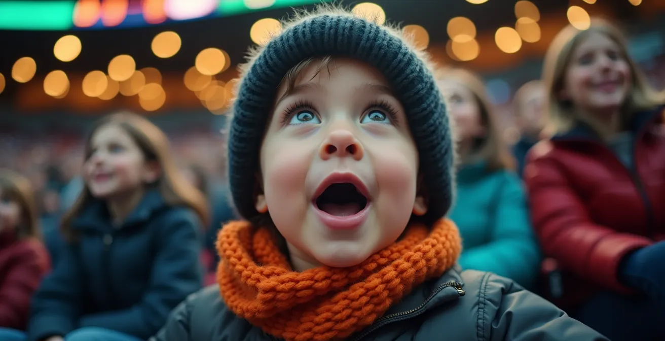 Familie mit Kindern genießt Handball-Atmosphäre in Leipziger Arena