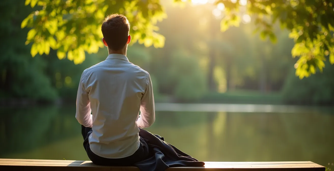 Berufstätiger findet Erholung während einer Mittagspause im Leipziger Auwald