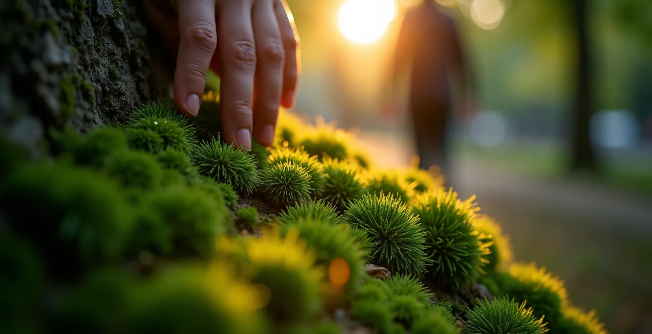 Stadtbewohner findet Ruhe in kleiner grüner Oase in Leipzig